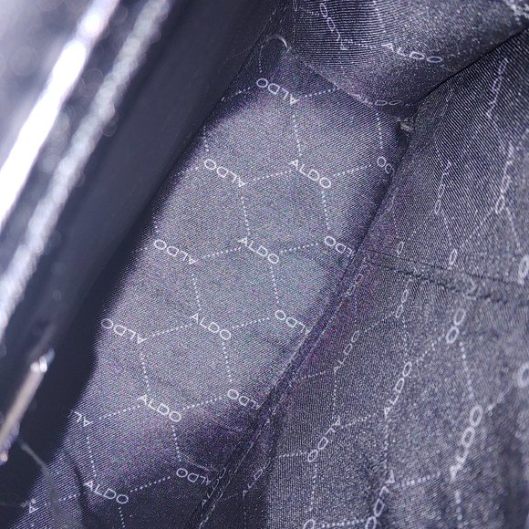 NWT ALDO Black Chevron Quilted Purse Shoulderbag Crossbody Turnlock - Picture 8 of 12